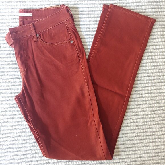 LEVI'S Women Mid-rise Skinny Jean Rust Red Burnt Orange Size 28 - Picture 1 of 6
